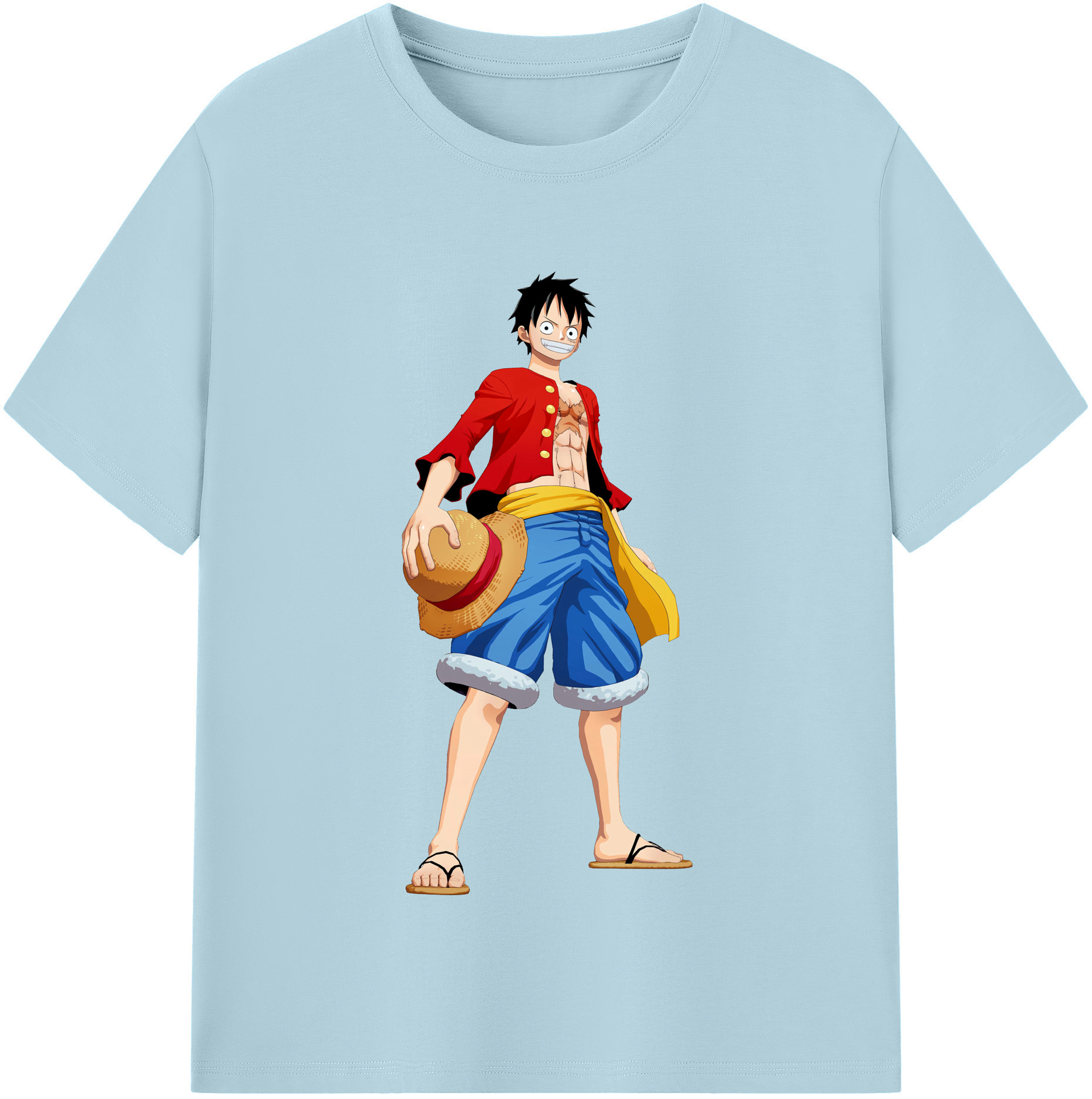 ワンピース モンキー・D・ルフィ ONE PIECE Monkey D. Luffy 綿100％半袖Tシャツ（フロントプリント）